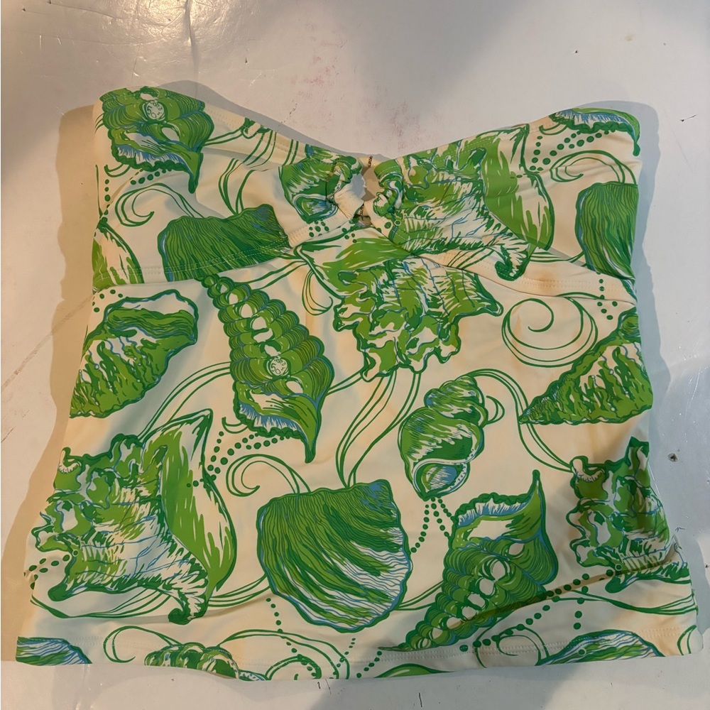 LILLY PULITZER Green and Cream Seashell Print BIKINI Top 6